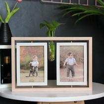 Creative double-sided photo frame table Nordic Wood 6-inch conjoined rotating hydroponic phase frame multiple combination photo frame