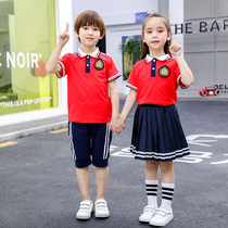 Kindergarten garden clothes Summer clothes pure cotton British college style sports First grade childrens primary school school uniform summer suit