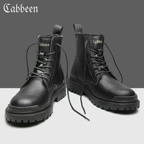 Carbine Black Martin Boots Men Winter High Gang Toilwear Shoes British Style Short Boots Helper Leather Locomotive trendy shoes
