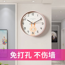 Fashion cartoon non-perforated wall clock living room bedroom childrens room home wall clock silent clock girl hanging watch