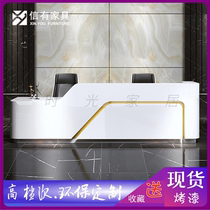 New company paint front desk reception desk simple modern office bar beauty salon white cashier front desk