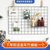 Nordic ins Wind grid photo wall girl room hanging wall shelf diy metal iron photo frame display stand