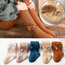 Girls pantyhose big pp spring and autumn thin baby leggings socks cotton baby pair pants plus velvet thickened