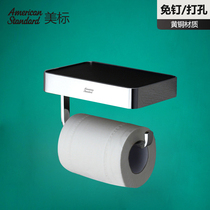 American standard copper toilet tissue holder Roll paper holder Toilet paper box Wall-mounted toilet tissue box shelf free hole
