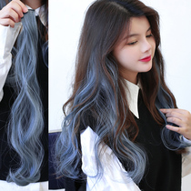 Hanging ear dyed wig female long curly hair color pick-up film gradient pick-up invisible non-trace ear hair one piece of net red