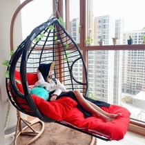 Net red hanging chair home balcony basket chair indoor swing crane cane chair off Birds Nest double hammock rocking basket chair