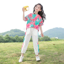 Girls summer clothing sports suit 2022 new trendy ocean gas children CUHK girl girl short sleeve pants two sets