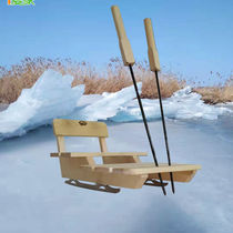 Ice car old-fashioned nostalgic outdoor solid wood ice skating car for two children and children ice climbing plow family sports sled