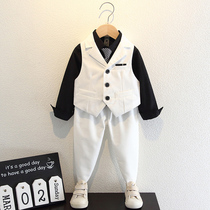 Boy Suit Set Spring and Autumn Childrens Leisure Suit Male Baby Wedding Flower Girl Host Dress Three Piece Set