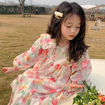Next Girl 2022 New Spring Clothing Snowspinning Children Dress Dress Foreign Air Trendy Little Girl Fairy Princess Dress