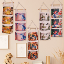 Wall hanging cute fabric storage bag hanging toilet paper bag door rear wall storage bag