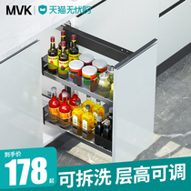 Kitchen Cabinet basket seasoning basket drawer type 304 stainless steel seasoning basket side mounted built-in storage rack