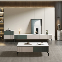  Rock board coffee table TV cabinet combination living room modern simple bedroom small apartment light luxury minimalist floor TV cabinet