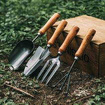 Garden art Tools Three sets of suit wooden handle small turnovers Home Courtyard Garden Garden Raised Flowers Digging Tumuli Pine Soil Seed