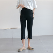 Pregnant women pants summer eight points fashion personality wear thin Joker split casual design sense tide mother belly pants