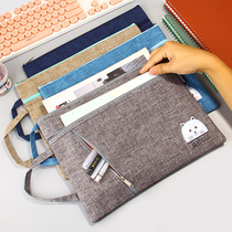  A4 file bag Oxford cloth zipper tutorial bag Large capacity office tutorial bag Junior high school students student tote bag carrying book bag test paper bag Student business canvas waterproof cute Korean small fresh