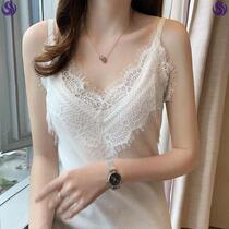 Urban sexy beauty camisole vest female summer new sexy hanging neck knitted short slim base shirt Korean version
