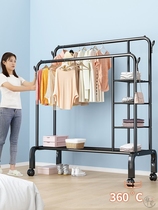 Simple wardrobe without doors small apartment space-saving wardrobe mobile pulley rental room home bedroom large capacity