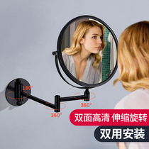 Punch-free cosmetic mirror hotel bathroom wall hanging double-sided folding telescopic beauty mirror toilet dressing mirror magnification