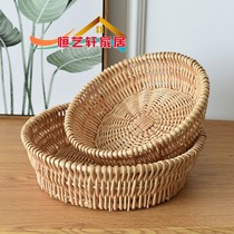 Wicker rattan steamed buns basket snacks home woven bamboo baskets fruit baskets eggs household European storage baskets