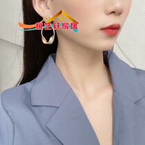 S925 Silver Needle Korea East Gate ins Wind Earrings Metal Pop Earrings Geometric Simple Temperament Ear Clip 596