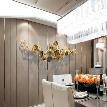 Modern Chinese metal wall decoration hotel model room living room background wall geometric abstract home wall decorations