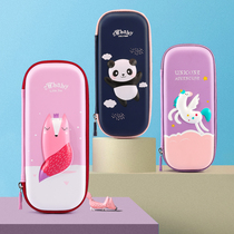 Childrens pencil bag Primary school girl large capacity classification storage cartoon mute stationery box Waterproof drop-resistant pencil box