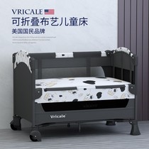 Crib foldable portable multi-function mobile bed newborn with guardrail splicing large bed cradle baby bed