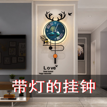Modern minimalist style watch wall clock living room net red light luxury decoration household wall clock lamp creative fashion wall hanging