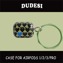 ins creative IMD green background spade love suitable for AirPods protective cover AirPodsPro3 generation Apple airpods2 generation wireless Bluetooth headset Protective case