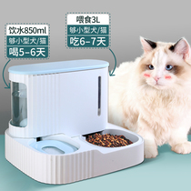 Cat automatic feeder Two-in-one small cat dog bowl Feeding water dispenser Drinking basin supplies Pet dog food basin