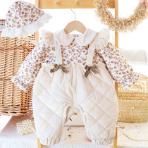 Baby onesie winter female baby quilted thickened warm romper newborn go out romper cotton padded jacket
