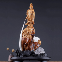 Cliff cypress wood carving thousand hands Avalokitesvara Buddha statue Nanhai send son Guanyin Bodhisattva Free Water Moon Guanyin carving statue ornaments