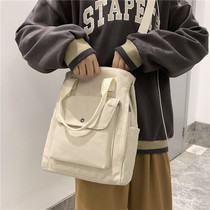 Japanese ins large capacity canvas bag student class book Poor bag men and women Harajuku wild one shoulder shoulder bag