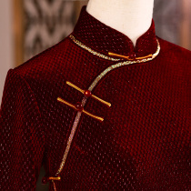 Xi mother-in-law improved cheongsam 2021 new mother dress wedding banquet toast bridal dress red long sleeve autumn and winter