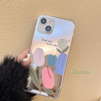Beauty Shepherd Korean Wind Tulip Flower Mirror Apply Apple 13promax Mobile Phone Shell iphone13 Silicone Gel 12 Woman 11 11 Creative X Japan-ROK Xr Brief Xsmax Soft 8pl