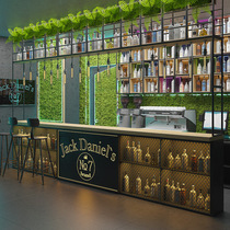 Restaurant Retro decoration Bar bar Industrial style simple front desk Qing Bar Cafe cashier Wrought iron reception desk
