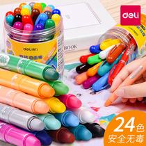 Deli water-soluble rotating oil painting stick Childrens color crayon set Kindergarten safe and non-toxic washable baby brush Toddler graffiti primary school student colorful stick coloring pen color pen 24 colors