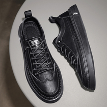 Pedal mens shoes 2021 new black shoes mens autumn leather panel shoes small black shoes summer casual shoes