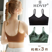 Pure cotton U-shaped beauty back gathered underwear Womens summer no rim sports one bandeau girl anti-sagging student bra