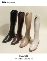 Western Cowboy Boots 2022 Spring Autumn White Knight Boots Long Boots Woman Boots High Cylinder Boots Coarse Heel Pointed Long Barrel Boots