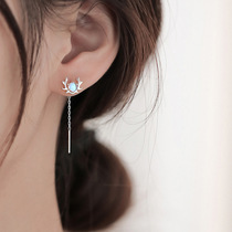 s925 Pure Silver Moon Light Stone Deer Corner Ear Line Female Autumn Winter Christmas A Deer With You Soar Line Advanced Sensual Pendant