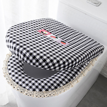 Toilet cushion cushion household set Cute thickened plush universal waterproof zipper to increase the toilet set two-piece set