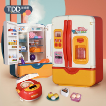 Childrens house kitchen large simulation refrigerator toy boys and girls 3-6 years old 5 puzzle early education birthday gift