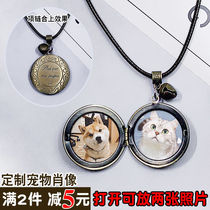 DIY handmade custom Pet Photo Box Necklace Kitten Puppy Dog Pendant Short Chain Collection Souvenir gift