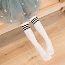 Mid-line stockings for girls children long tube over the knee summer thin socks stripes student base high tube stockings Velvet