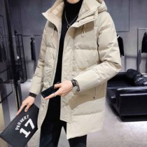 Down jacket mens 2021 new trend handsome Tide brand hooded long thick autumn winter coat winter wear al