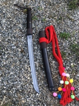 Outdoor knife handicraft collection without cutting edge by hand forged steel embroidered steel embroidered spring outdoor knife handicraft collection by the family of Huaxing old knife