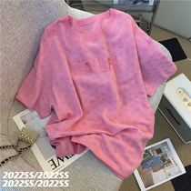 Pink Short Sleeve T-shirt Womens Dress Summer 2022 New Loose Design Sensation 100 hitch short jacket Chains