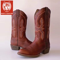 dusty canyon new cow leather western cowboy boots horse boot rider locomotive boots a foot pedal sleeve male boot